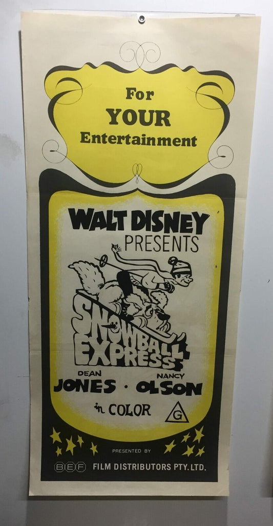 ORIGINAL DAYBILL MOVIE POSTER - WALT DISNEY'S - SNOWBALL EXPRESS