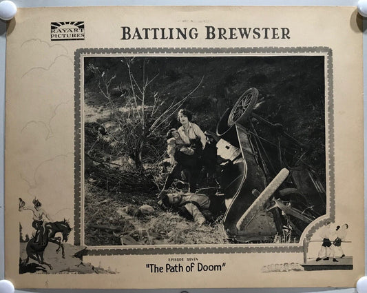 ORIGINAL SERIAL LOBBY CARD - BATTLING BREWSTER (c) - 1924 - Episode 7 scene card