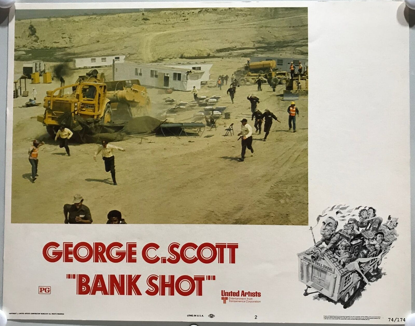 ORIGINAL LOBBY CARDS - BANK SHOT - 1974 - set of 8