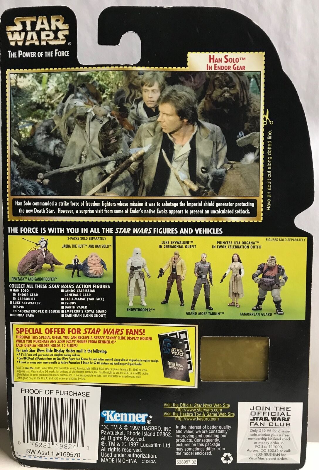 STAR WARS - KENNER - POTF - HAN SOLO - "in ENDOR GEAR" - with Blaster Pistol