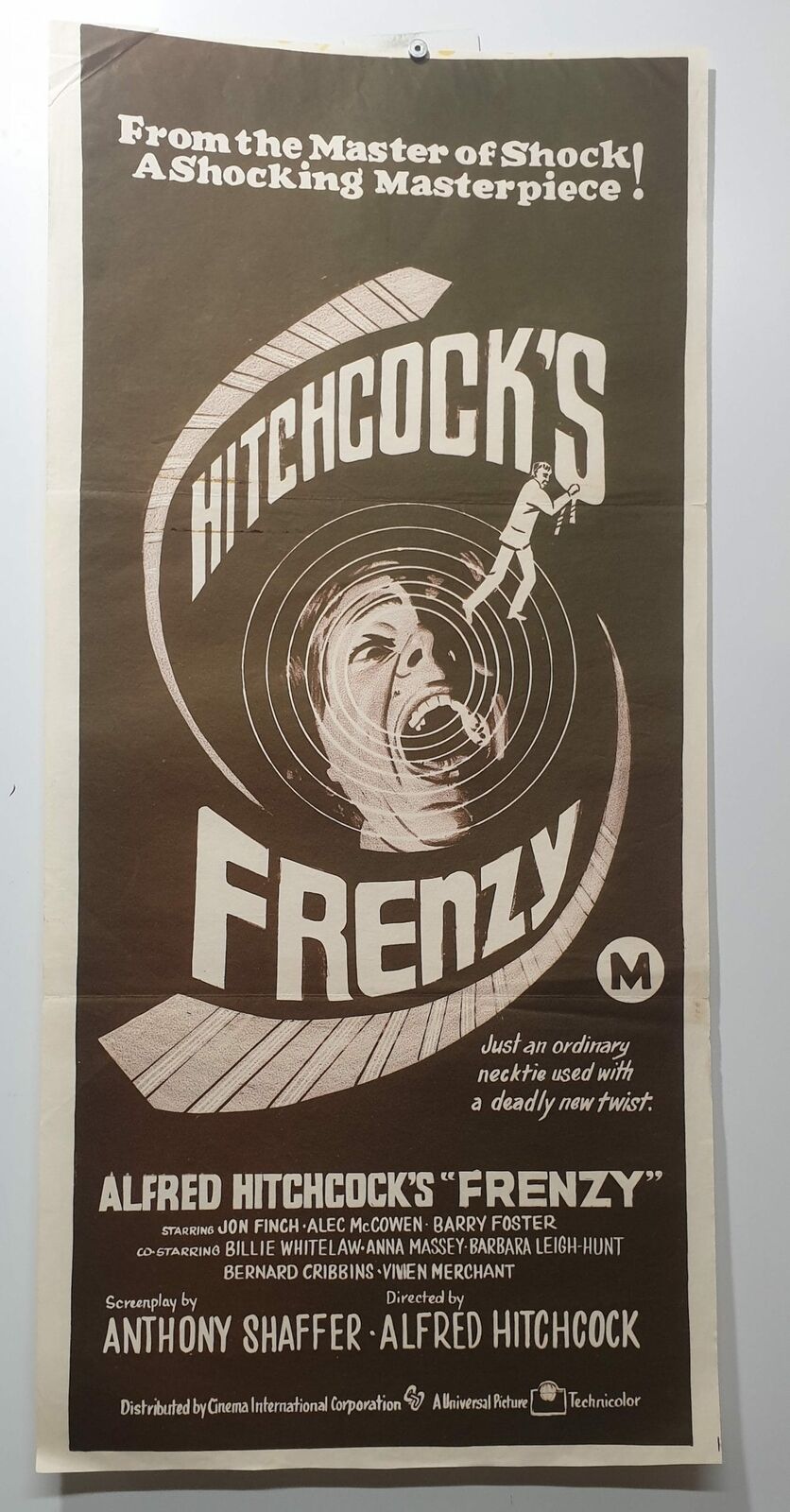 ORIGINAL DAYBILL MOVIE POSTER - FRENZY - HORROR - TWO TONE