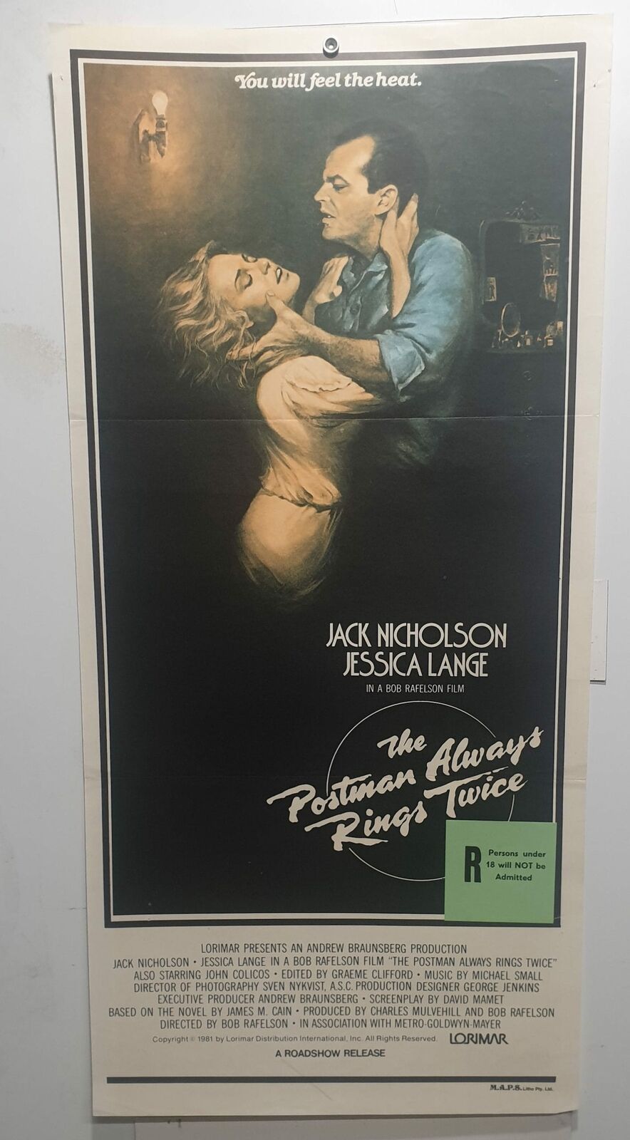 ORIGINAL DAYBILL MOVIE POSTER - THE POSTMAN ALWAYS RINGS TWICE - 1981