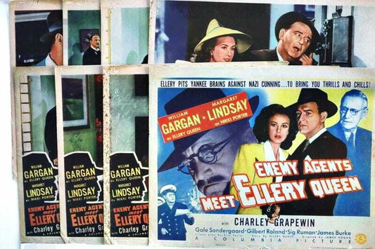 ORIGINAL LOBBY CARDS - ENEMY AGENTS MEET ELLERY QUEEN - 1942 - set of 8