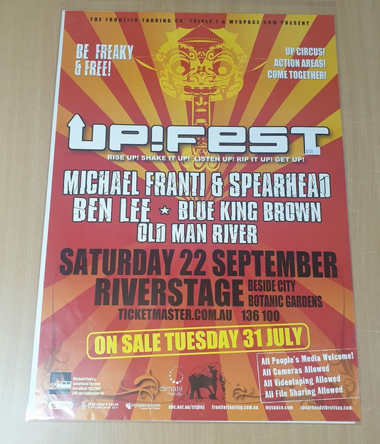 MUSIC PROMO POSTER - UP!FEST - MICHAEL FRANTI & SPEARHEAD, BEN LEE, BLUE KING BROWN, OLD MAN RIVER