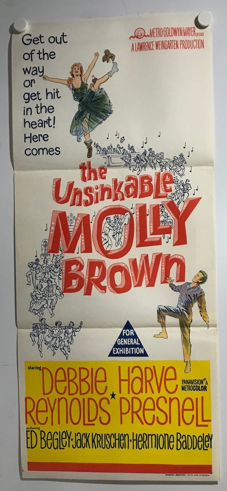 ORIGINAL DAYBILL MOVIE POSTER - THE UNSINKABLE MOLLY BROWN - 1964