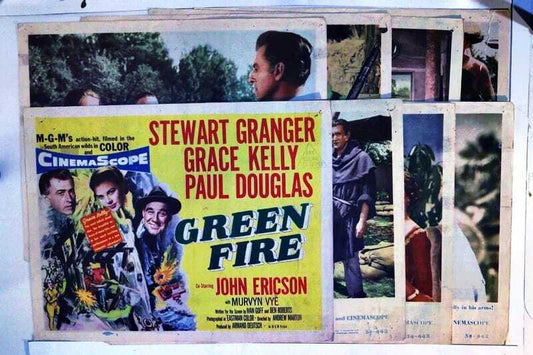 ORIGINAL LOBBY CARDS - GREEN FIRE - 1954 - set of 8