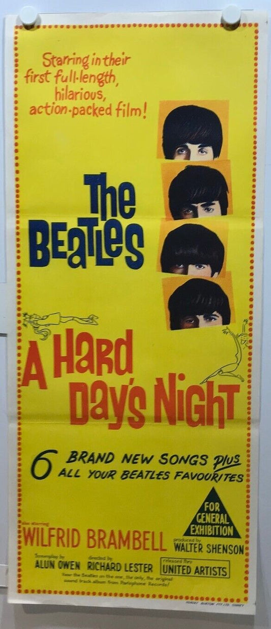 ORIGINAL DAYBILL MOVIE POSTER - A HARD DAY'S NIGHT - RARE - "The Beatles"