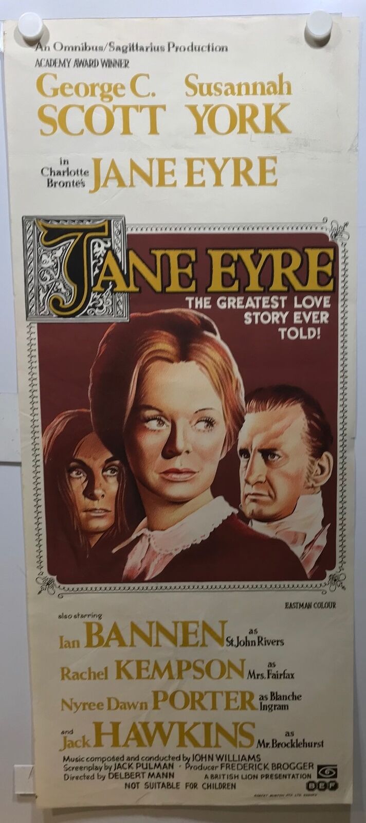 ORIGINAL DAYBILL MOVIE POSTER - JANE EYRE - 1970