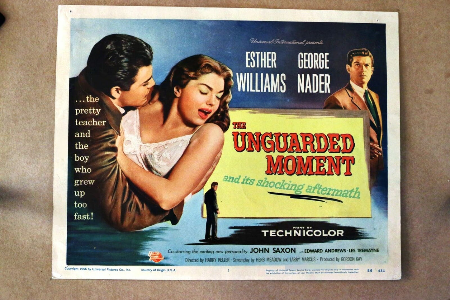 ORIGINAL LOBBY CARD - UNGUARDED MOMENT - 1956 - card #1