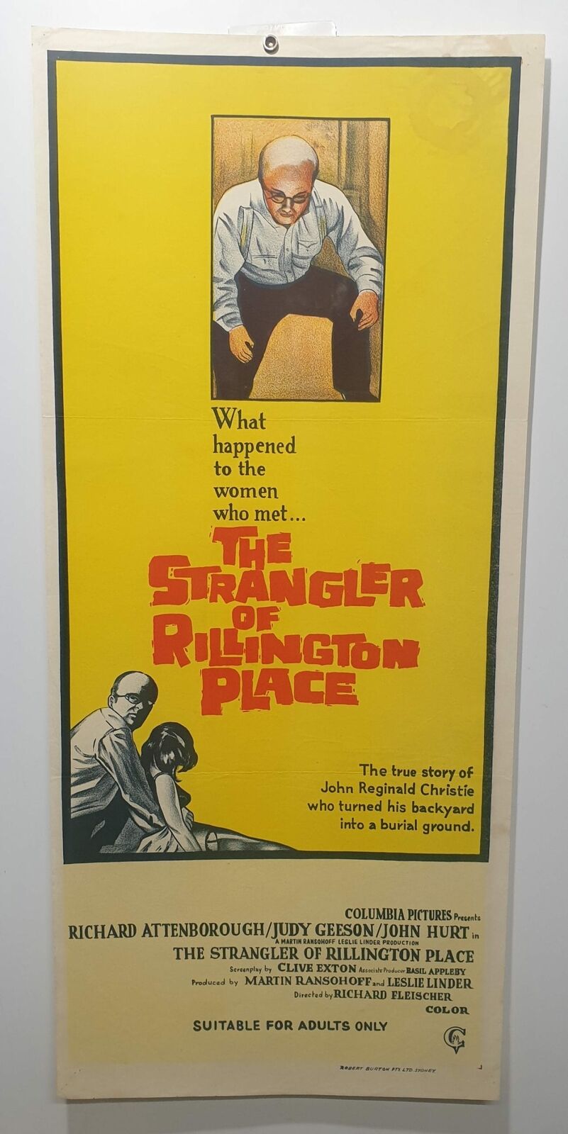 ORIGINAL DAYBILL MOVIE POSTER - THE STRANGLER OF RILLINGTON PLACE