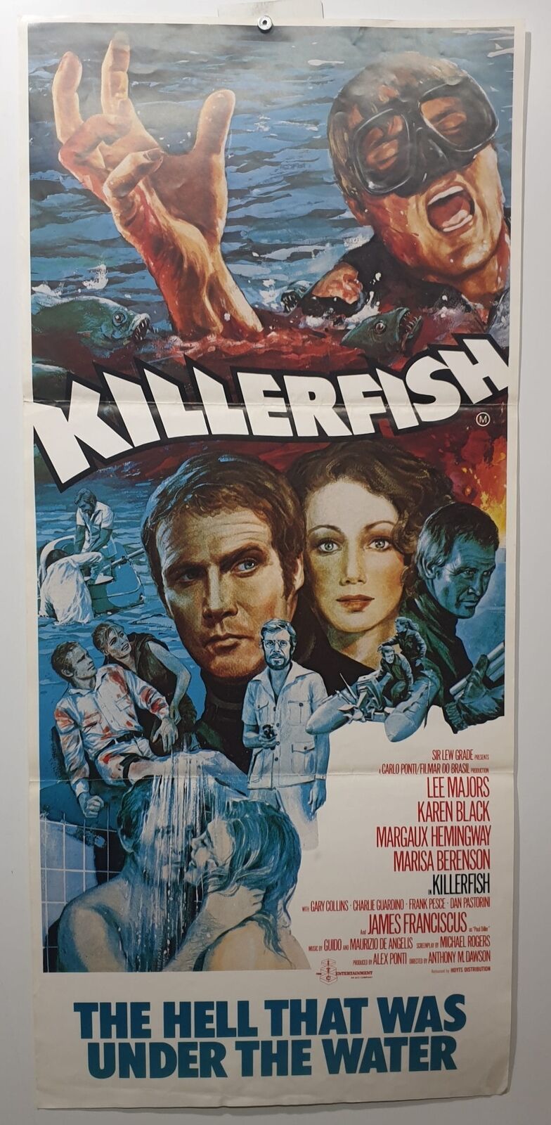 ORIGINAL DAYBILL MOVIE POSTER - KILLERFISH - HORROR