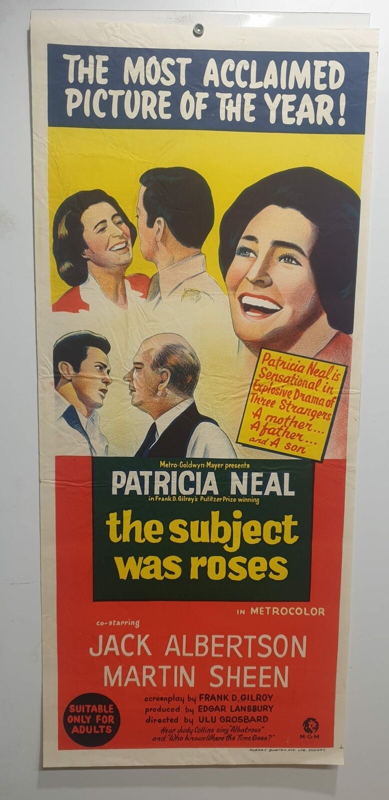 ORIGINAL DAYBILL MOVIE POSTER  –  THE SUBJECT WAS ROSES