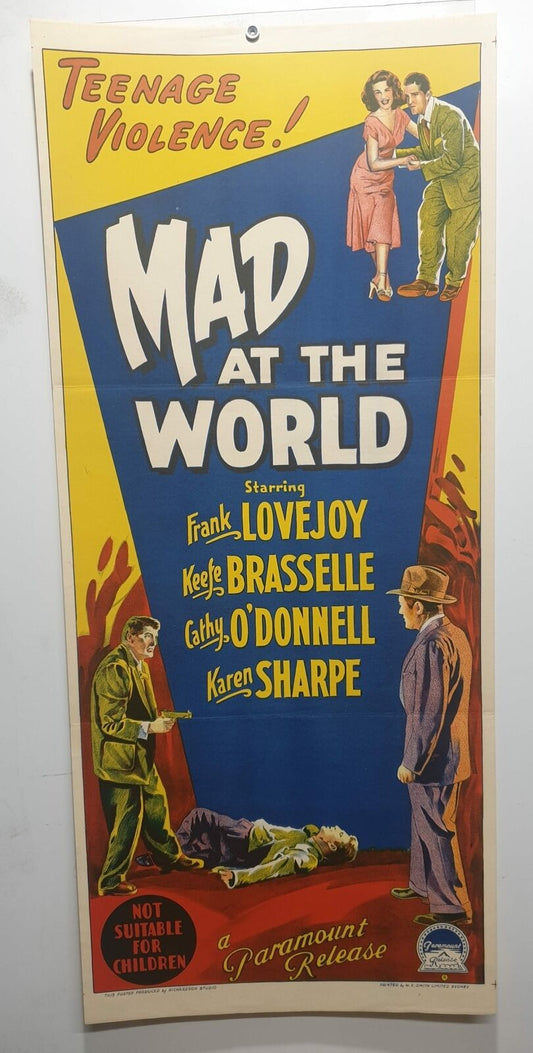 ORIGINAL DAYBILL MOVIE POSTER - MAD AT THE WORLD - 1955