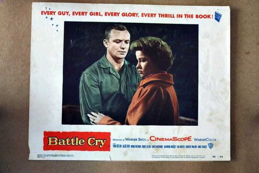 ORIGINAL LOBBY CARD - BATTLE CRY - 1955 - title card -  Van Heflin, Tab Hunter, Mona Freeman