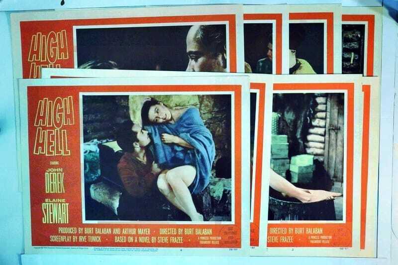 ORIGINAL LOBBY CARDS - HIGH HELL - 1958 - set of 8