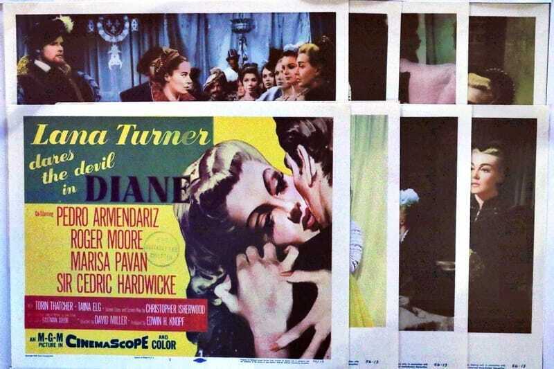 ORIGINAL LOBBY CARDS - DIANE - 1956 - set of 8