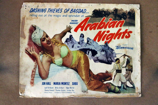 ORIGINAL LOBBY CARD - ARABIAN NIGHTS - 1950 - title card -   John Hall, Maria Montez, Sabu