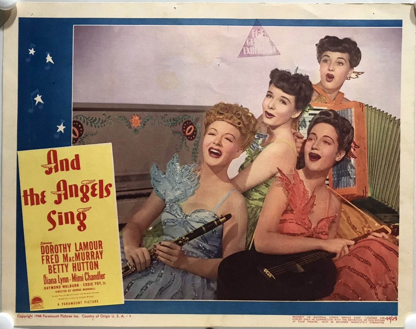 ORIGINAL LOBBY CARDS - AND THE ANGELS SING - 1944 - set of 8