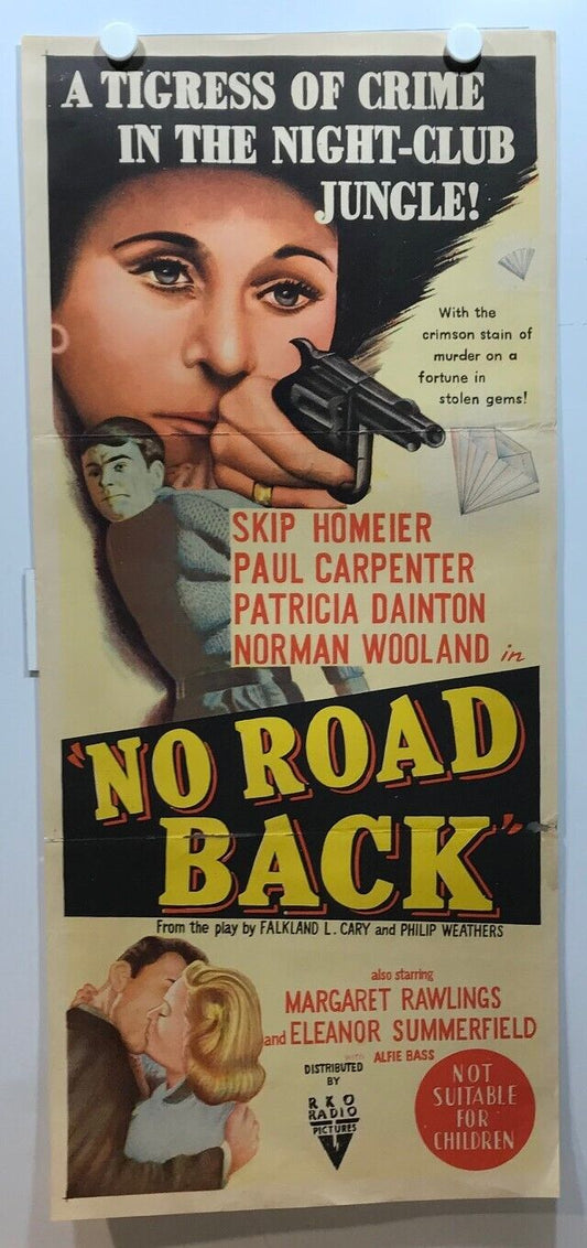 ORIGINAL DAYBILL MOVIE POSTER - NO ROAD BACK - 1957