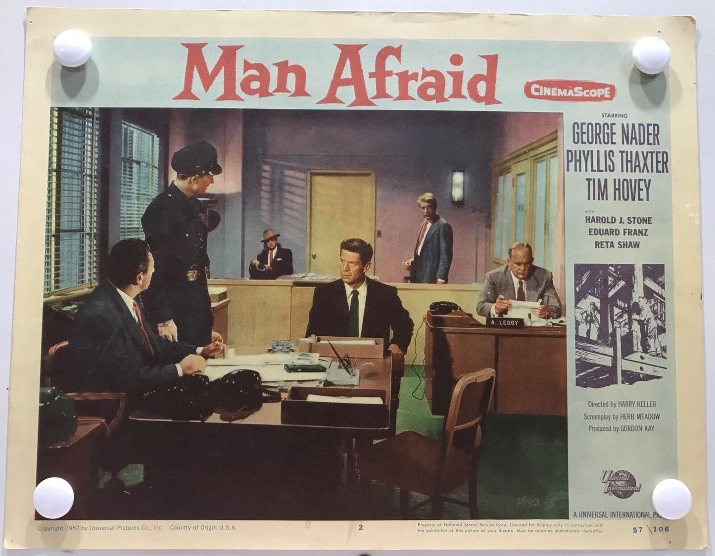 ORIGINAL LOBBY CARDS - MAN AFRAID - 1957 - card set of 8