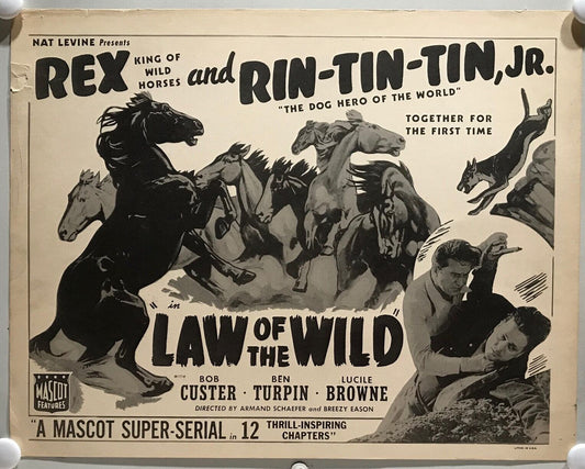 ORIGINAL SERIAL LOBBY CARD - LAW OF THE WILD - 1934 - "Rex and Rin-Tin-Tin Jr"