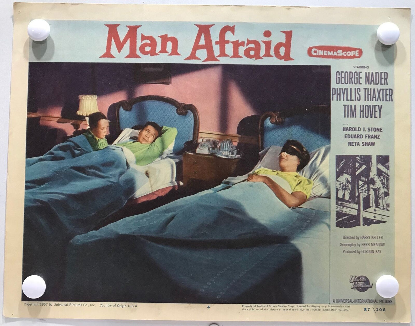 ORIGINAL LOBBY CARDS - MAN AFRAID - 1957 - card set of 8