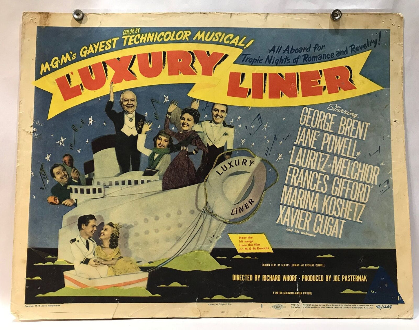 ORIGINAL LOBBY CARD - LUXURY LINER - 1948 - key #1 card