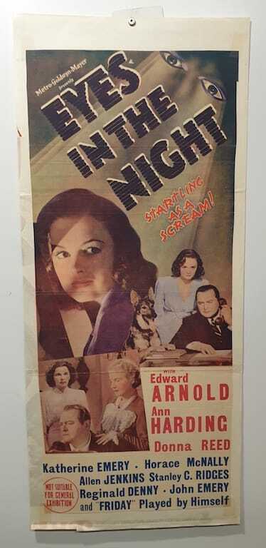 ORIGINAL DAYBILL MOVIE POSTER - EYES IN THE NIGHT