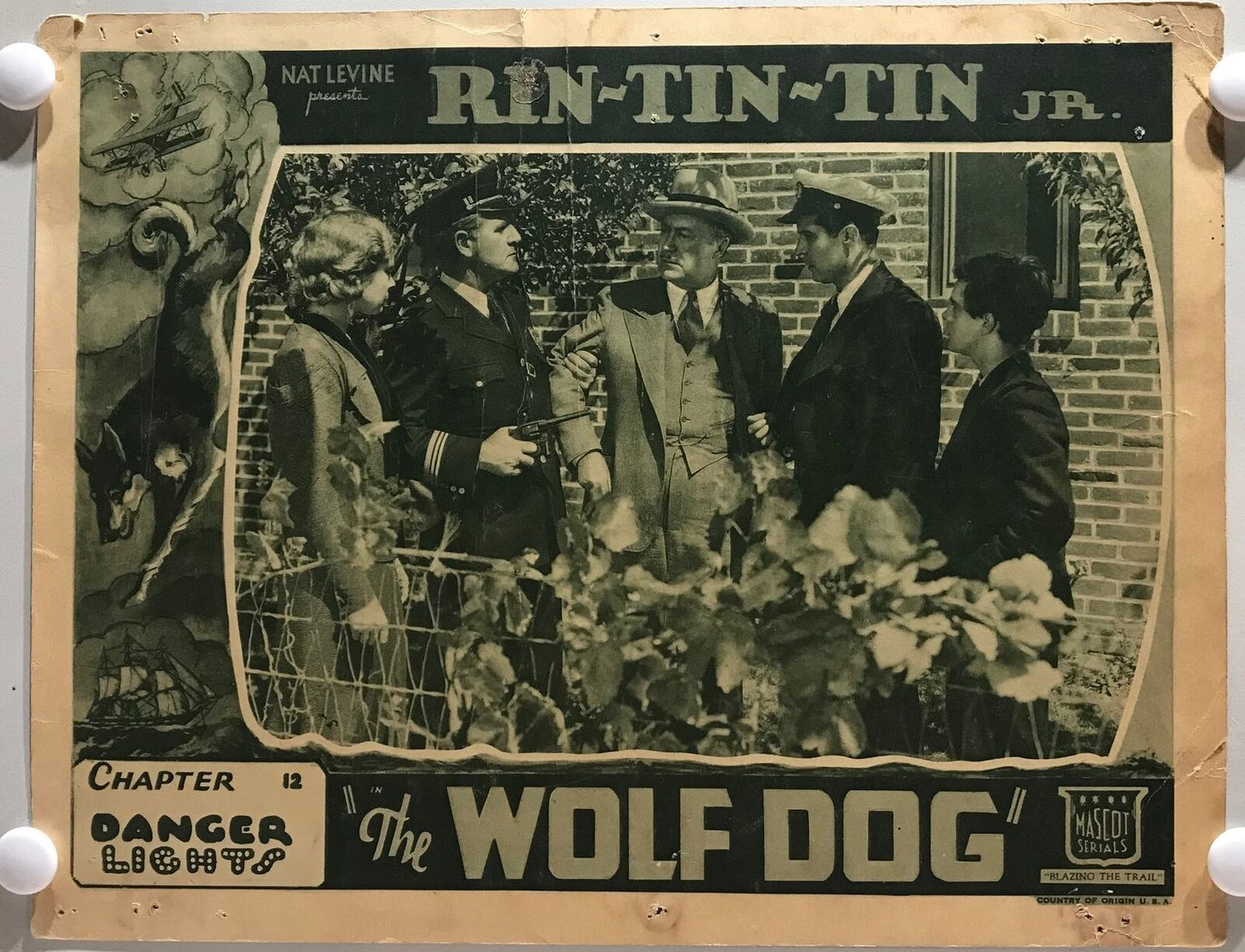 ORIGINAL SERIAL LOBBY CARD - THE WOLF DOG (d) - 1933 - Ch 12 "Danger Lights"