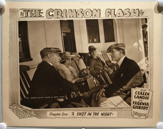 ORIGINAL SERIAL LOBBY CARD - THE CRIMSON FLASH (g) - 1927 - Ch 1 "A Shot in t...