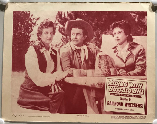 ORIGINAL SERIAL LOBBY CARD - RIDING WITH BUFFALO BILL (b) - 1954 - Ch 14 "Rai...