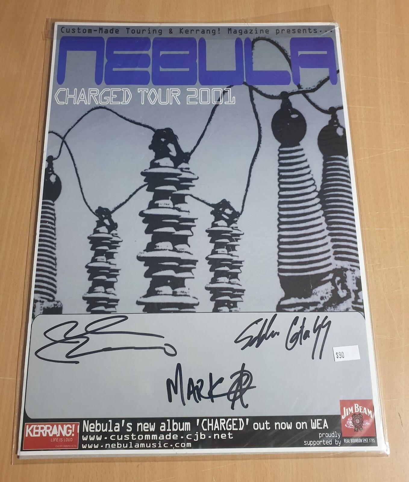 MUSIC PROMO POSTER - SIGNED - NEBULA - CHARGED 2001 AUSTRALIAN TOUR (a)