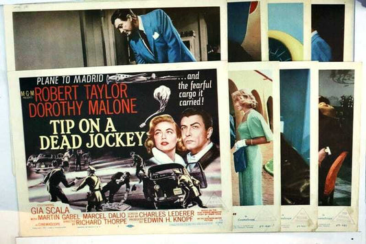 ORIGINAL LOBBY CARDS - TIP ON A DEAD JOCKEY - 1957 - set of 8