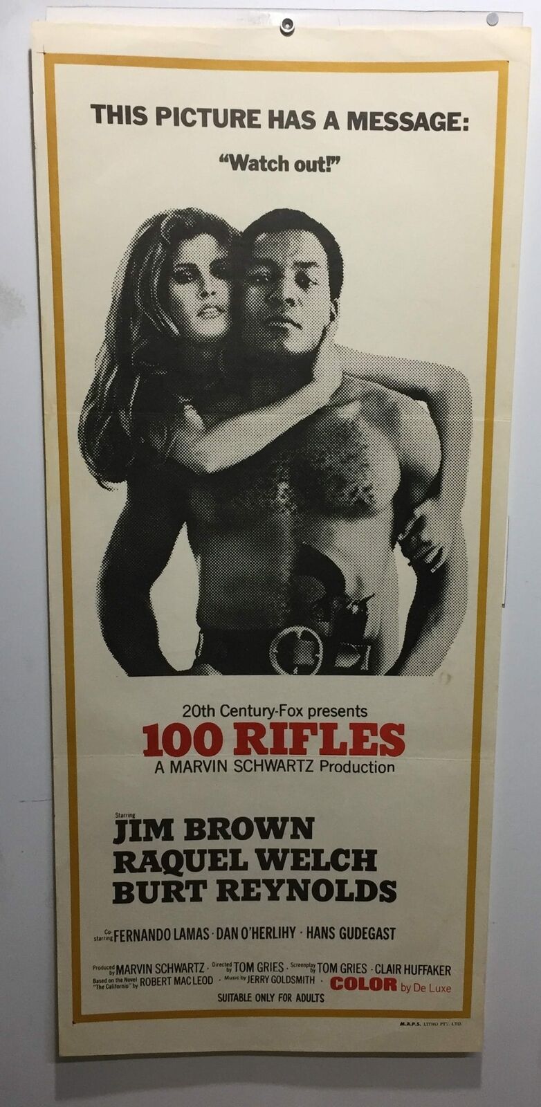 ORIGINAL DAYBILL MOVIE POSTER - 100 RIFLES