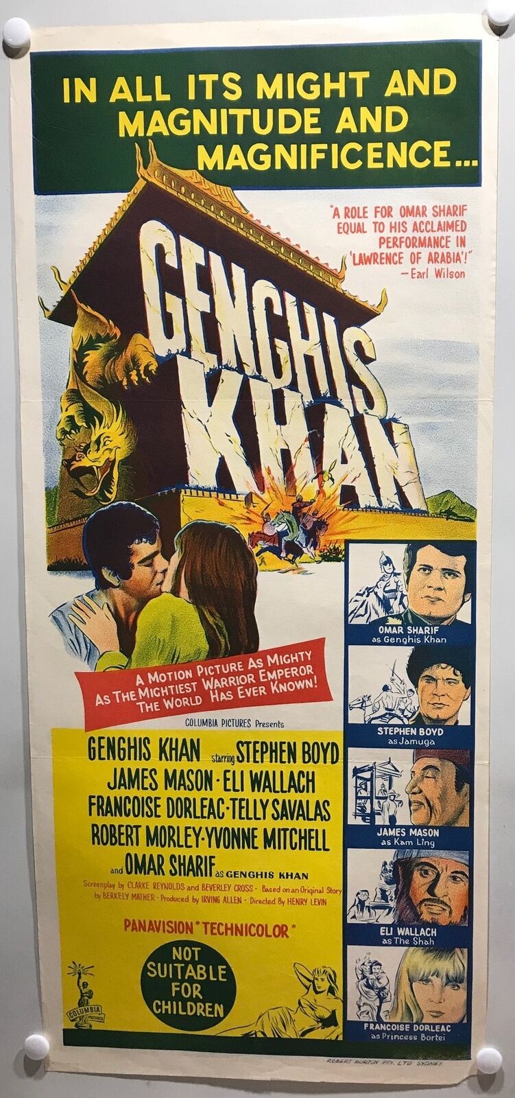 ORIGINAL DAYBILL MOVIE POSTER - GENGHIS KHAN - 1965