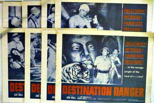 ORIGINAL LOBBY CARDS - DESTINATION DANGER (Eyes of the Jungle) - 1953 - set of 8