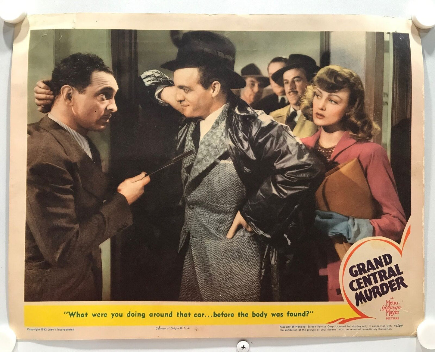 ORIGINAL LOBBY CARDS - GRAND CENTRAL MURDER - 1942 - set of 8