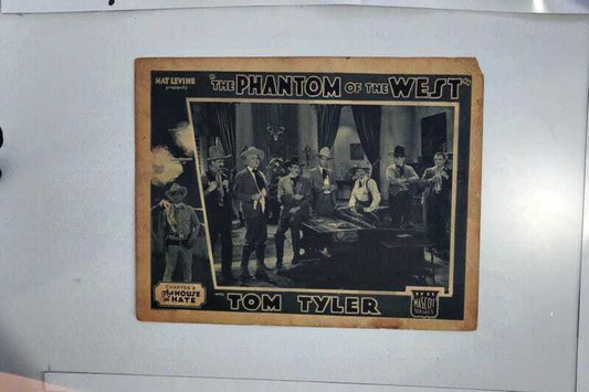 ORIGINAL SERIAL LOBBY CARD - THE PHANTOM OF THE WEST - 1930 - Ch 8 "The House of Hate" -  Tom Tyler, Dorothy Gulliver, William Desmond, Tom Santschi