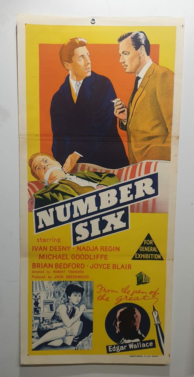 ORIGINAL DAYBILL MOVIE POSTER - NUMBER SIX - 1962 - AUSTRALIAN