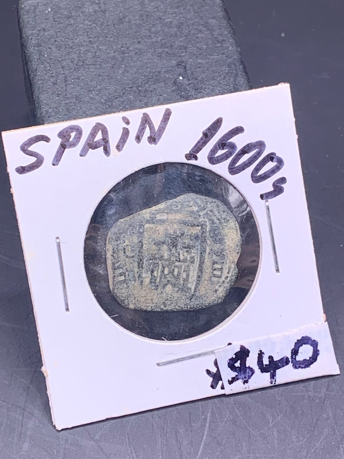 1600s COLONIAL SPANISH UNKNOWN COIN CASTLE WITHIN SHIELD