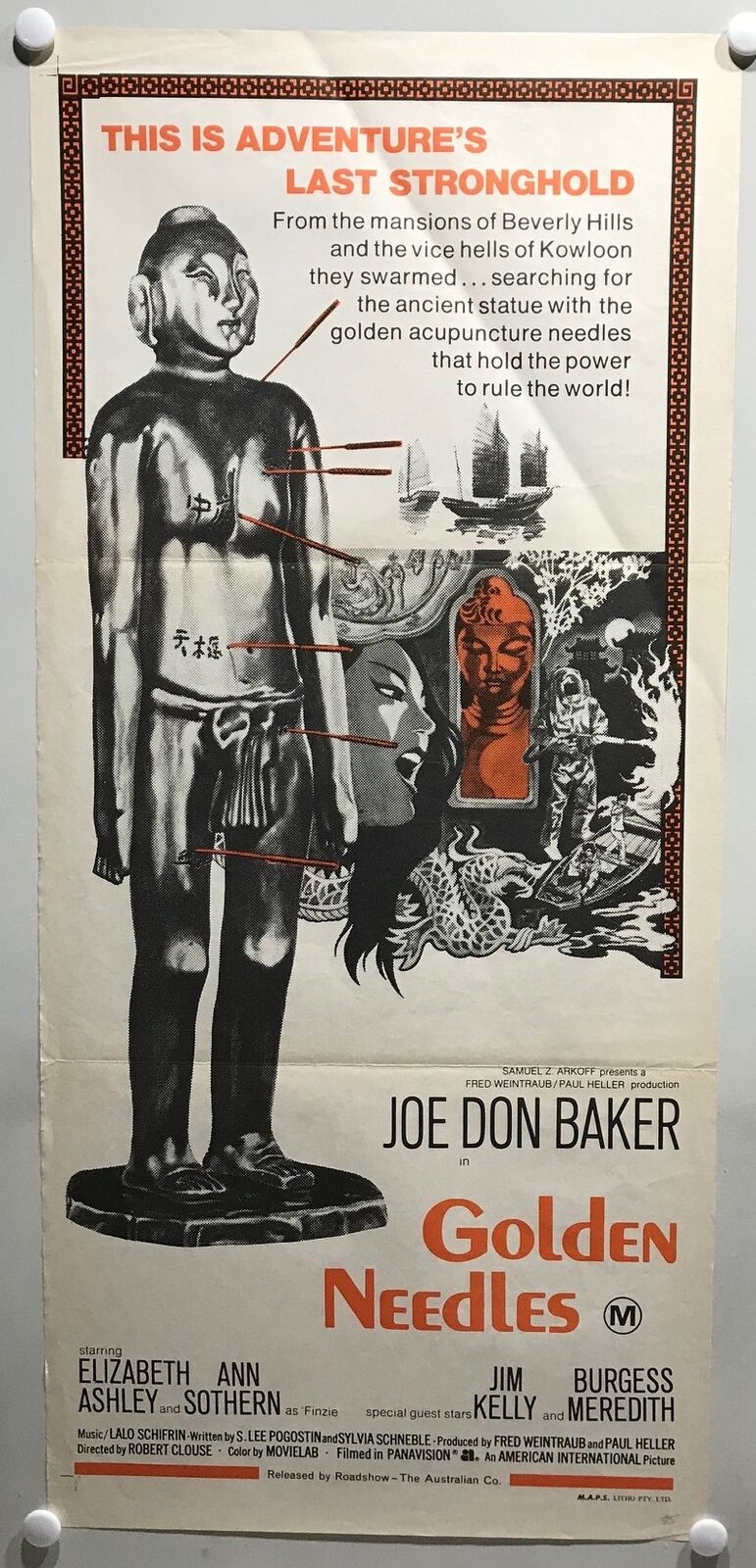 ORIGINAL DAYBILL MOVIE POSTER - GOLDEN NEEDLES - 1974