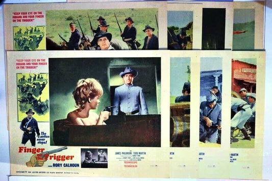 ORIGINAL LOBBY CARDS - FINGER ON THE TRIGGER - 1965 - set of 8