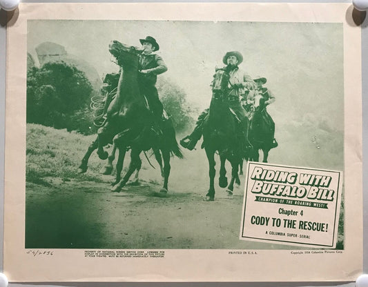 ORIGINAL SERIAL LOBBY CARD - RIDING WITH BUFFALO BILL (d) - 1954 - Ch 4 "Cody...