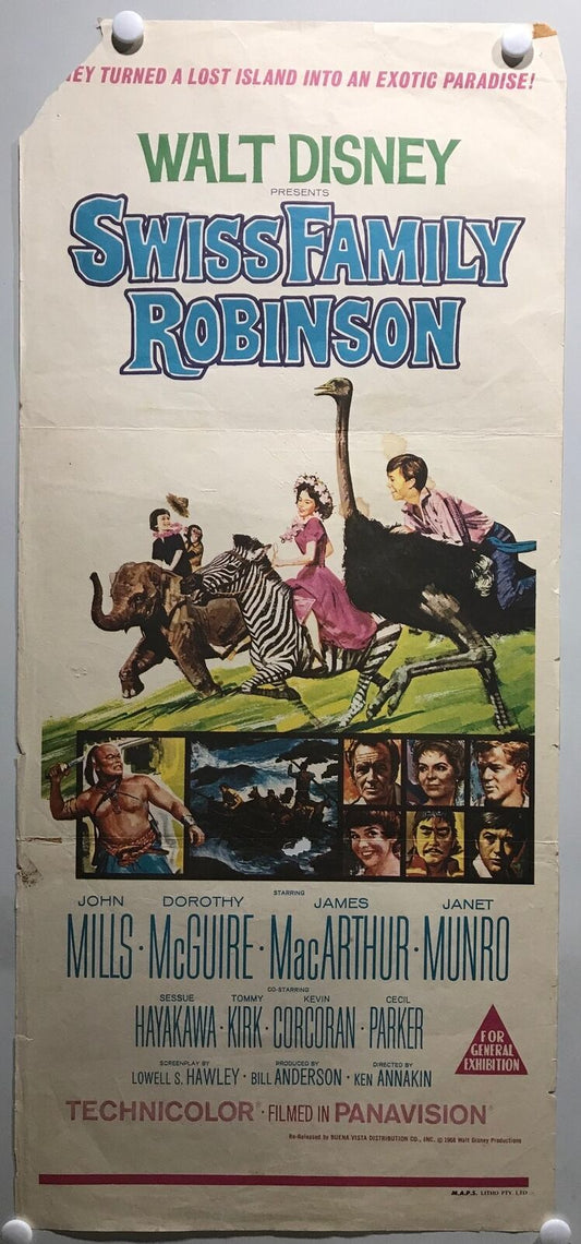 ORIGINAL DAYBILL MOVIE POSTER - SWISS FAMILY ROBINSON - WALT DISNEY