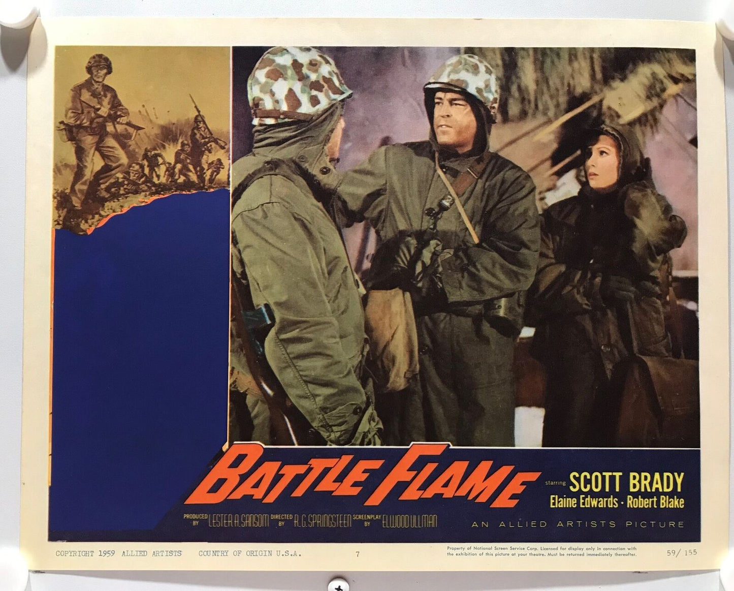 ORIGINAL LOBBY CARDS - BATTLE FLAME - 1959 - set of 8