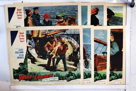 ORIGINAL LOBBY CARDS - WOLF LARSEN - 1958 - set of 8