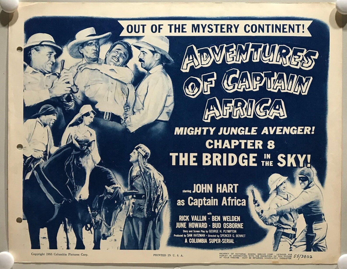 ORIGINAL SERIAL LOBBY CARD – ADVENTURES OF CAPTAIN AFRICA Mighty Jungle Avenger -1955 – Title Card Ch 8 “The Bridge in the Sky”