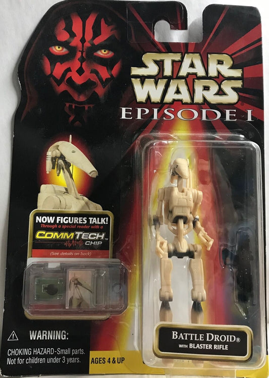 STAR WARS - HASBRO - EPISODE 1 - BATTLE DROID (d) - with Blaster Rifle and CommTech