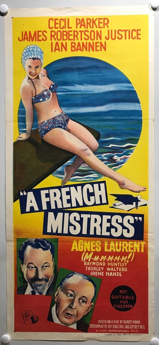 ORIGINAL DAYBILL MOVIE POSTER - A FRENCH MISTRESS - 1960