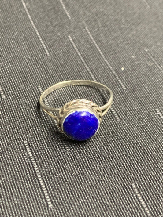 SILVER RING - WITH UNKNOWN OCEAN BLUE SETTING